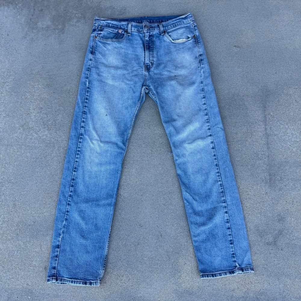 Levis 505 Regular Fit Jeans Mens 36x32 Blue Medium Wash WaterLess Straight Leg